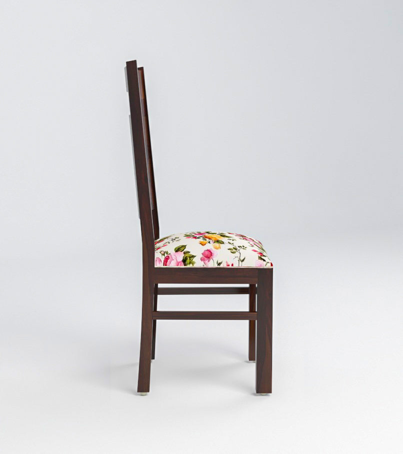 Solid Wood Upholstered Dining Chair with Floral Cushion