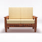 Premium Solid Wood 2 Seater Sofa with Cushions | Natural & Walnut Finish
