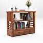 Solid Teak Wood Open Bookshelf with Storage Drawers – 2-Shelf Display & Storage Unit