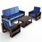 Solid Wood 5 Seater Sofa Set (3+1+1) | Natural & Walnut Finish Wooden Sofa with Cushions