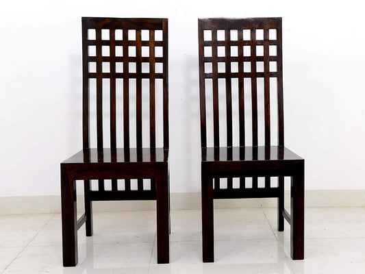 Jeenwood Wooden Dining Chair Only | Dinning Chairs for Dining Room | Sheesham Wood, Set of 2, Dark Walnut - Brown