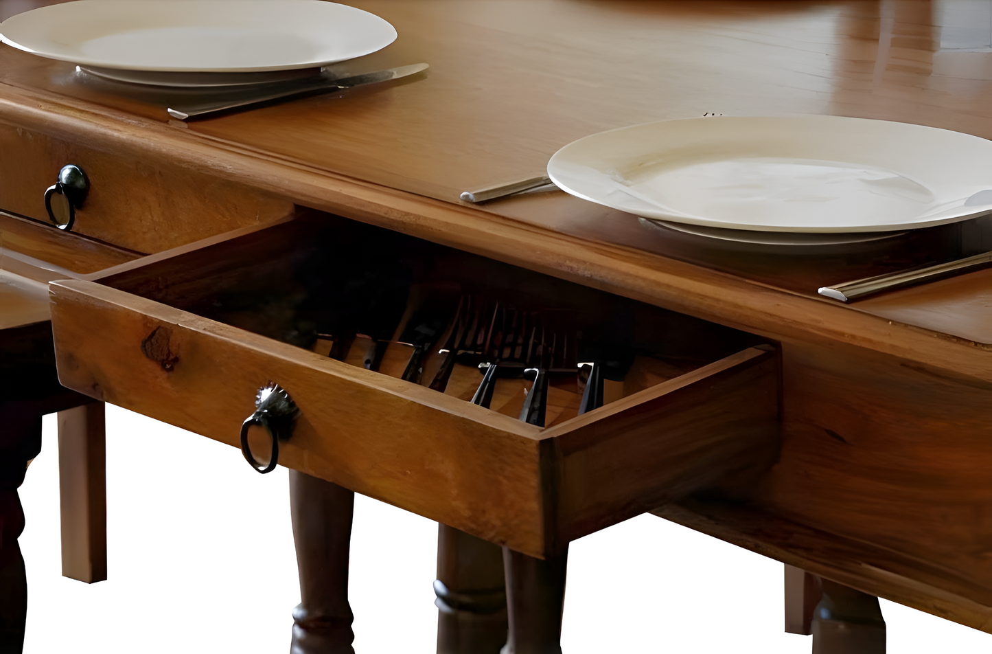 Solid Wood 6 Seater Dining Table Set with Wooden Chairs