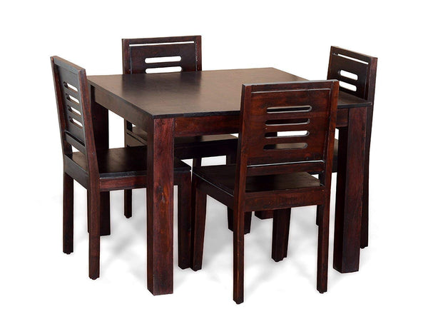 Jeenwood Sheesham Wood Square Dining Table Set 4 Seater with 4 Chairs for Living Room, Dining Room Set Solid Wood Furniture - Brown