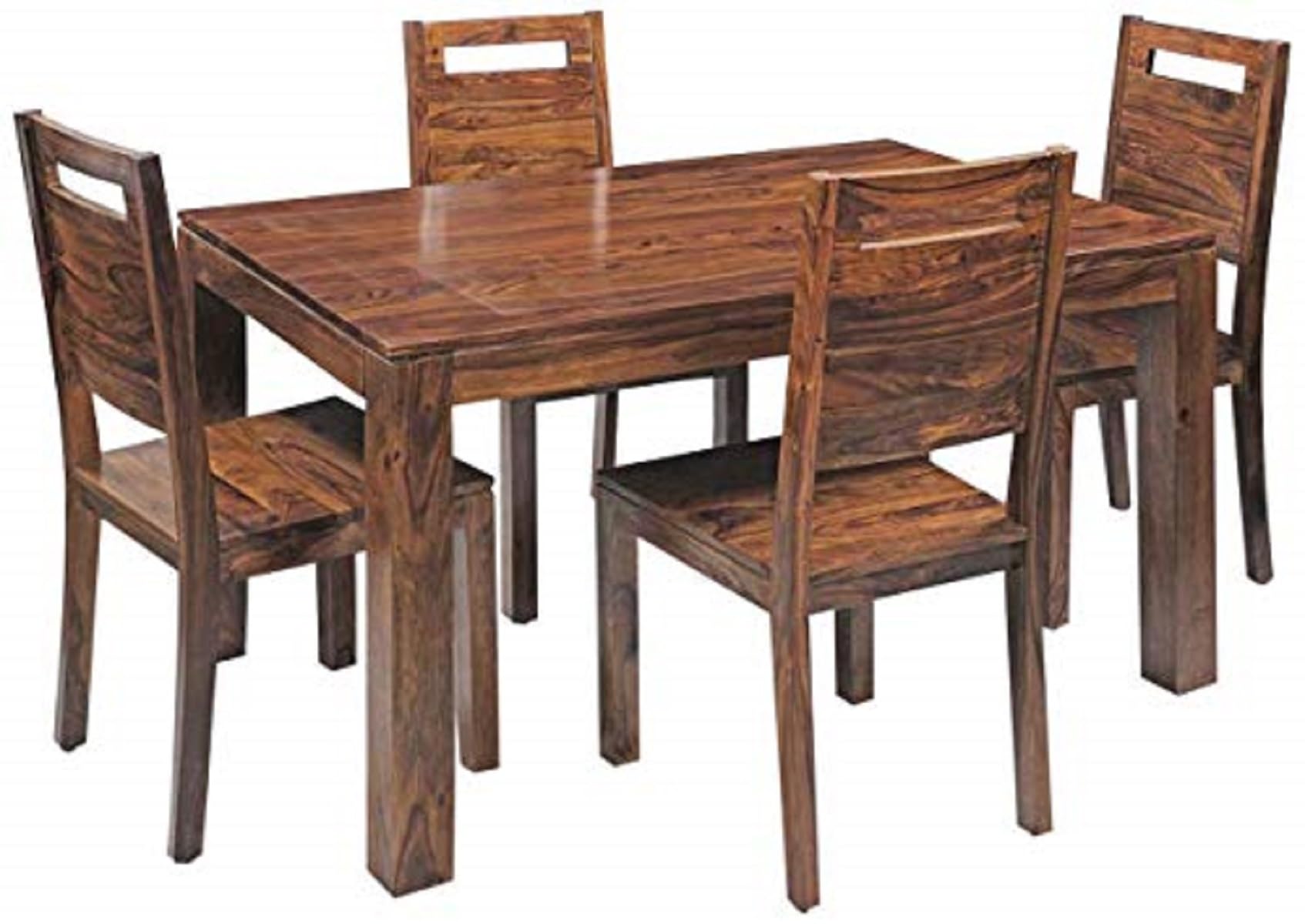 Jeenwood Wooden Solid Sheesham Wood Dining Table 4 Seater, Wooden Dining Table Set with 4 Chairs, Home Dining Room Furniture Teak Wood Dining Table 4 Seater, Brown Teak Finish - Teak Finish