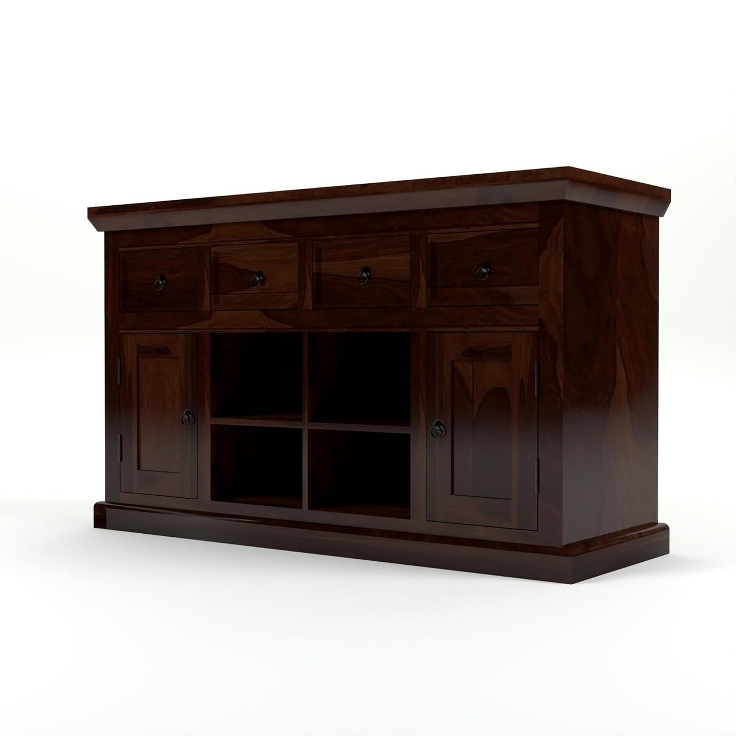 Solid Sheesham Wood Sideboard Cabinet with Drawers, Shelves & Doors