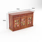 Solid Sheesham Wood Handcrafted Sideboard Cabinet with Hand-Painted Tile Doors