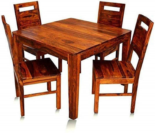 Jeenwood Solid Sheesham Wood Four Seater Dining Table, Dining Table 4 Seater for Dining Room, Solid Wood Dining Table, Dining Room Sets, Honey Teak Finish - Honey Teak Finish