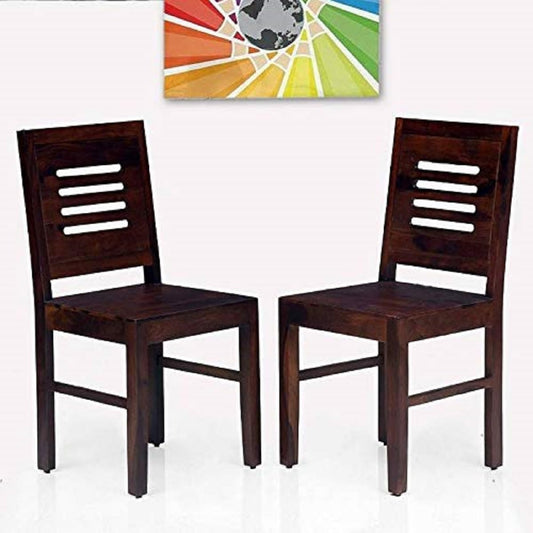 Jeenwood Multipurpose Dining Chair Set | Contemporary Style | Set of 2 Dining Chairs | Solid Sheesham Wood | Mahogany Finish | Durable & Termite Free - Mahogany Finish