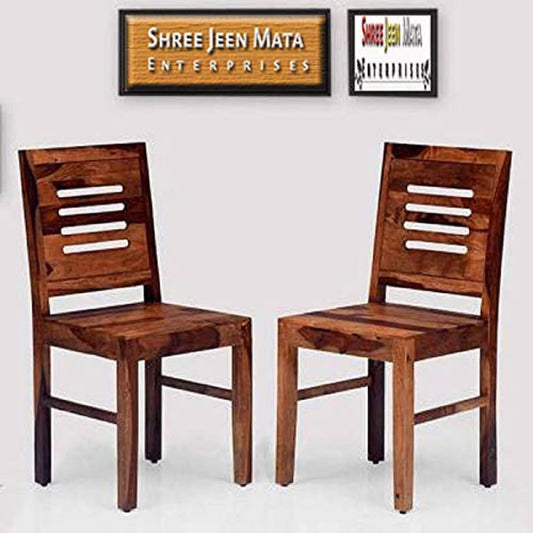 Jeenwood Solid Sheesham Wood Dining Chairs Set of 2 | Solid Wood Dining Chairs | Wooden Study Chairs Set of 2 for Study Room | Wooden Chairs | Set of 2 - Brown Finish