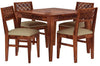 Jeenwood CNC Cuting Sheesham Wood Dining Table 4 Seater Set | Wooden 4 Seater Dining Furniture | 4 Chairs with Cushion Teak Wood Dining Table Set Furniture for Living Room - Brown