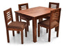 Jeenwood Sheesham Wooden Dining Table 4 Seater | Dining Table Set with Chairs | Home Dining Room Furniture | Beige Cushions - Brown