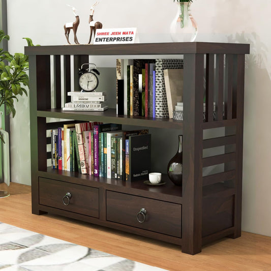 Jeenwood Sheesham Console Table for Living Room with 2 Drawer Storage - Side Table End Table - Small Book Shelf for Home - Entryway Console Table - Wooden Console Table with Storage - Walnut