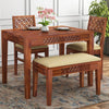 Jeenwood Solid sheesham Wood 4 Seater Dining Room Sets || Wooden Dining Table Set with 2 Chairs and 1 Bench|| Dining Table Set for Home Living Room Furniture - Brown