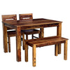 Jeenwood Solid Wood 4 Seater Dining Table with Chairs with Bench for Home Hall Living Room Furniture Set Dining Table 4 Seater - Teak Finish