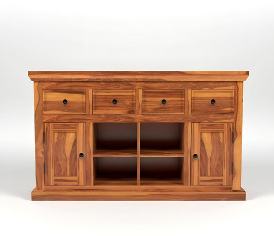 Jeenwood Solid Sheesham Wood Cabinet Drawer | Sideboard with Storage for Living Room | Bedroom | Hall | Home Furniture - Honey
