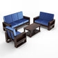 Solid Wood 6 Seater Sofa Set (3+2+1) | Natural & Walnut Finish Wooden Sofa with Cushions