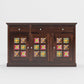 Solid Sheesham Wood Handcrafted Sideboard Cabinet with Hand-Painted Tile Doors