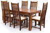 Jeenwood Sheesham Wood Dining Table Set 6 Seater with 6 High Back Cushion Chairs for Living Room Dining Room Furniture Wooden Dinning Table Set - Brown