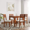 Jeenwood Sheesham Wood Square 4 Seater Dining Table Set with 4 Cushion Chair for Dining Room Hall Home Office Restaurent Hotel (Natural Brown Finish) |Dining Table Set with 4 Chairs - Brown