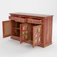 Solid Sheesham Wood Handcrafted Sideboard Cabinet with Hand-Painted Tile Doors