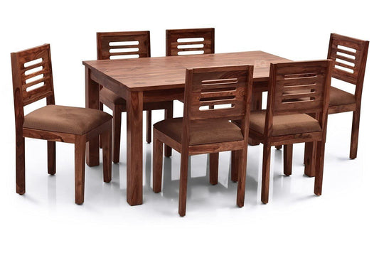 Jeenwood Wooden Dining Table Set | 6 Seater Dining Table with Chairs | Sheesham Wood Dining Set| Dining Set with 6 Chairs| Home Dining Room Furniture |Without Cushion - Brown