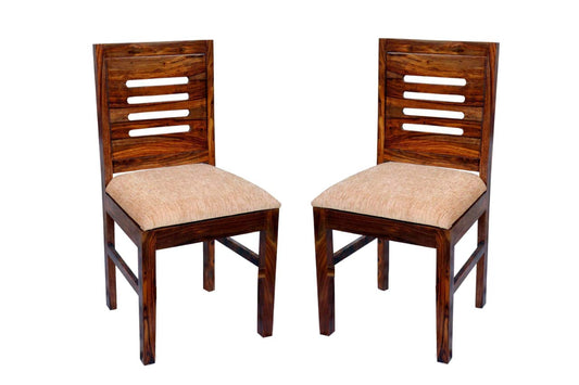 Jeenwood Wooden Dining Chairs Only | Wooden Dinning Chairs with Cushion | Dining Room Furniture | Sheesham Wood, Set of 2, Natural Brown - Brown