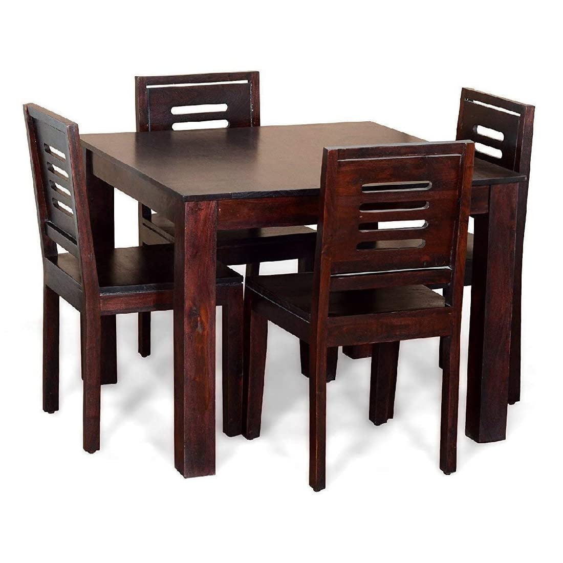 Jeenwood Solid Sheesham Wood 4 Seater Dining Table Set with 4 Chairs for Home Living Room Hall Wooden Furniture Four Seater Dinner Table Set for Hotels and Restaurants - Brown