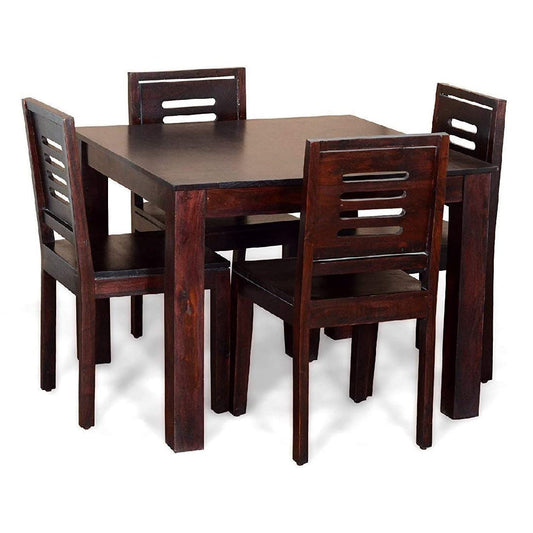 Jeenwood Solid Sheesham Wood 4 Seater Dining Table Set with 4 Chairs for Home Living Room Hall Wooden Furniture Four Seater Dinner Table Set for Hotels and Restaurants - Brown