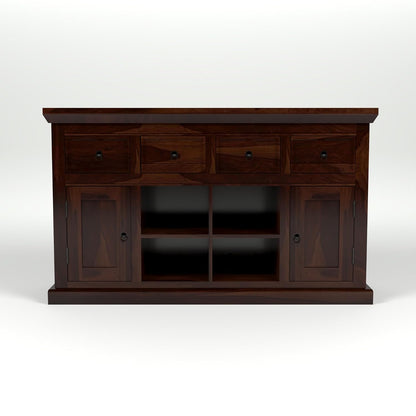Solid Sheesham Wood Sideboard Cabinet with Drawers, Shelves & Doors