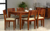 Jeenwood Solid Sheesham Wood 6 Seater Dining Table Set with 6 Cushion Chairs for Living Dining Room Hall Home Office Restaurent Hotel Wooden Dinning Furniture - Brown
