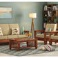 Jeenwood Wooden 5 Seater Sofa Set for Living Room, 3+1+1 Seater Sofa for Office & Lounge, Five Seater Sofa Sets with Side Magzine & Newspaper Holder for Home, Sheesham Wood, Honey Finish - Teak Finish