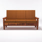 Solid Wood 5 Seater Sofa Set (3 Seater + 2 Single Seaters) | Natural & Walnut Finish with Cushioned Comfort