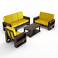 Solid Wood 6 Seater Sofa Set (3+2+1) | Natural & Walnut Finish Wooden Sofa with Cushions