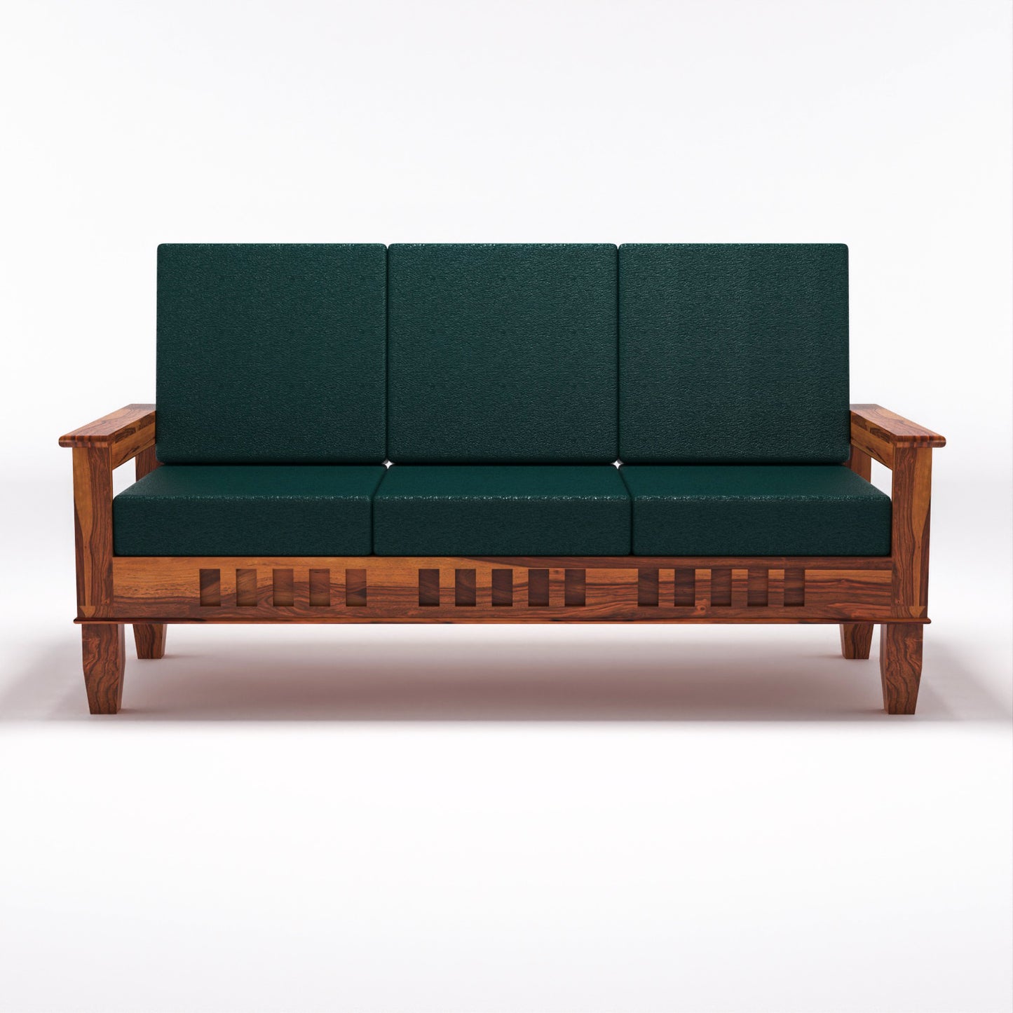 Premium Solid Wood 6 Seater Sofa Set (3+2+1) with Cushioned Seating | Natural & Walnut Finish