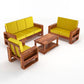 Solid Wood 6 Seater Sofa Set (3+2+1) | Natural & Walnut Finish Wooden Sofa with Cushions