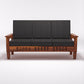 Solid Wood Three Seater Sofa with Cushioned Seating | Natural & Walnut Finish Wooden Sofa