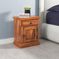 Solid Sheesham Wood Bedside Table with Drawer & Storage Cabinet (Compact Design)