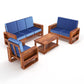 Solid Wood 6 Seater Sofa Set (3+2+1) | Natural & Walnut Finish Wooden Sofa with Cushions