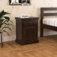 Solid Wood Bedside Table with Chevron Design Door & Drawer