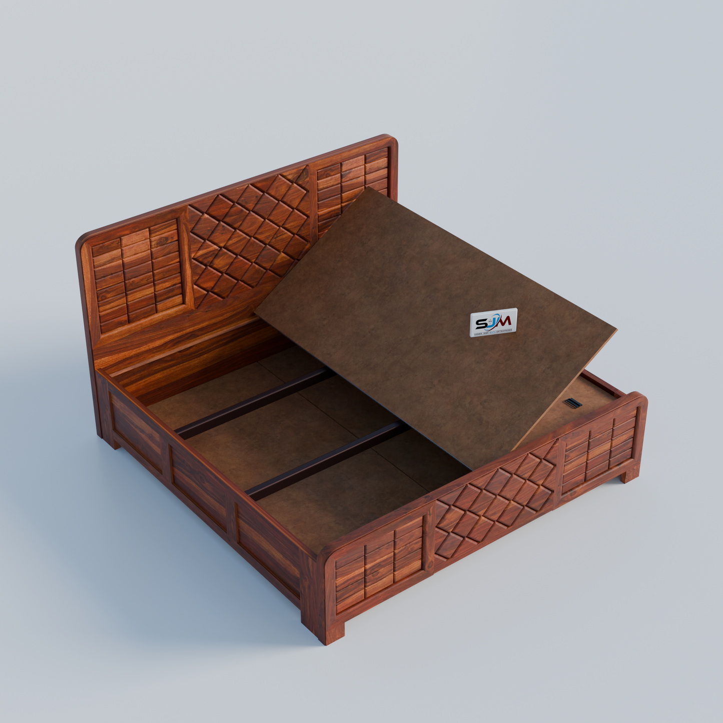 Premium Solid Wood King Size Storage Bed for Bedroom