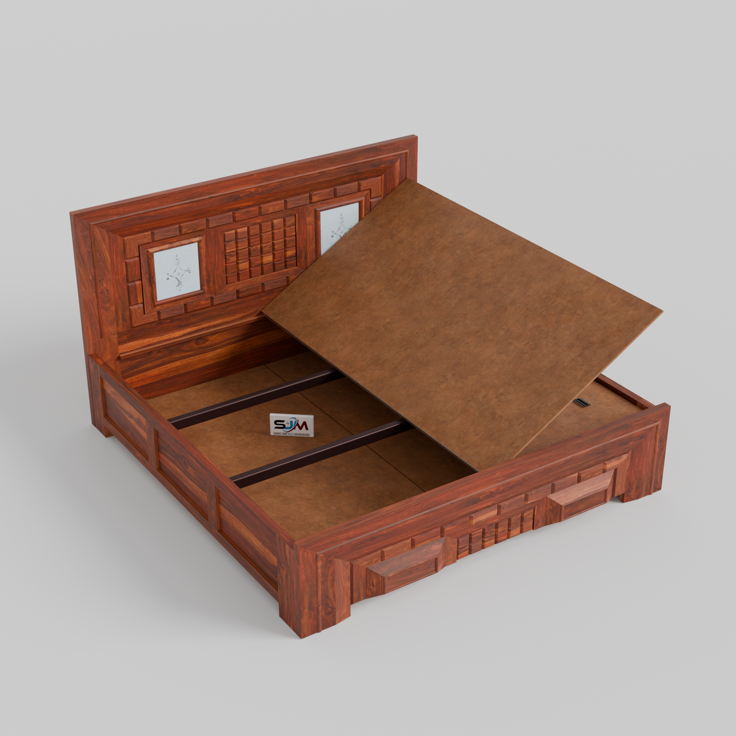 Luxury King Size Wooden Storage Bed for bedroom