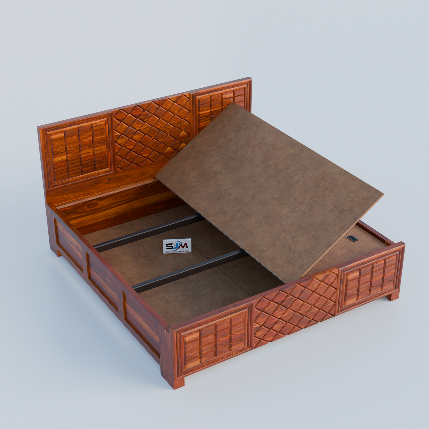 Luxury Sheesham Wood King Size Bed with storage for Home