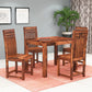 Solid Wood 4 Seater Dining Table Set with Wooden Chairs