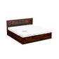 Solid Wood Queen Size Bed with Geometric Panel Headboard