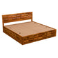 Solid Wood Queen Size Bed with Geometric Panel Headboard