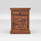 Solid Sheesham Wood Bedside Table with Drawer & Storage Cabinet