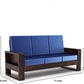 Solid Wood 3 Seater Wooden Sofa with Polycotton Upholstery