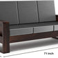 Solid Wood 4 Seater Sofa Set with Bottle Grey Polycotton Cushions & Center Table
