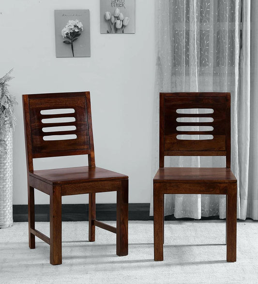 Jeenwood Aarin Dining Chair Set of 2 | Study Chair Dining Chair & Office Chair | Dining Room Set | Wooden Dining Chair Only | Sheesham Wood Chair Furniture - Brown