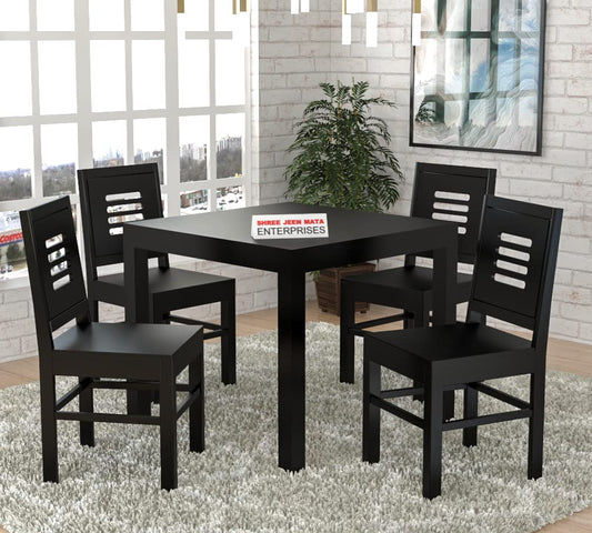 Jeenwood Sheesham Wooden 4 Seater Dining Table with Chairs Dining Set for Dining Room - Wooden Dining Table 4 Seater Modern Dining Table Set of 4 for Hotel Restaurant - Walnut